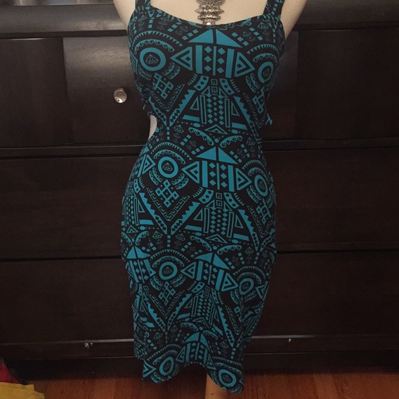 Abstract blue sexy dress - Picture 1 of 4